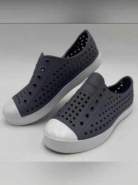 NWOT Kid’s Slip-On Perforated Water-Resistant Sneakers - Dark Gray/White